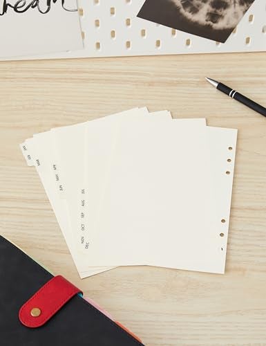 فيلوفاكس ملحق إعادة ملء منظم/دفتر القصاصات من Filofax مقاس A5 من يناير إلى ديسمبر مجموعة مقسم الفهرس الشهري 12 علامة تبويب كريم قطني فاخر (B341693) - Image 4